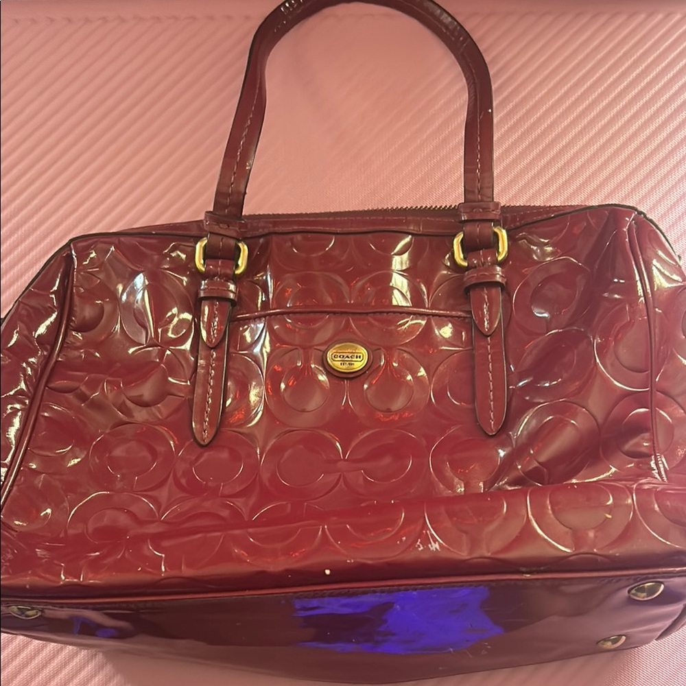 Coach Red Patent Leather Tote Bag